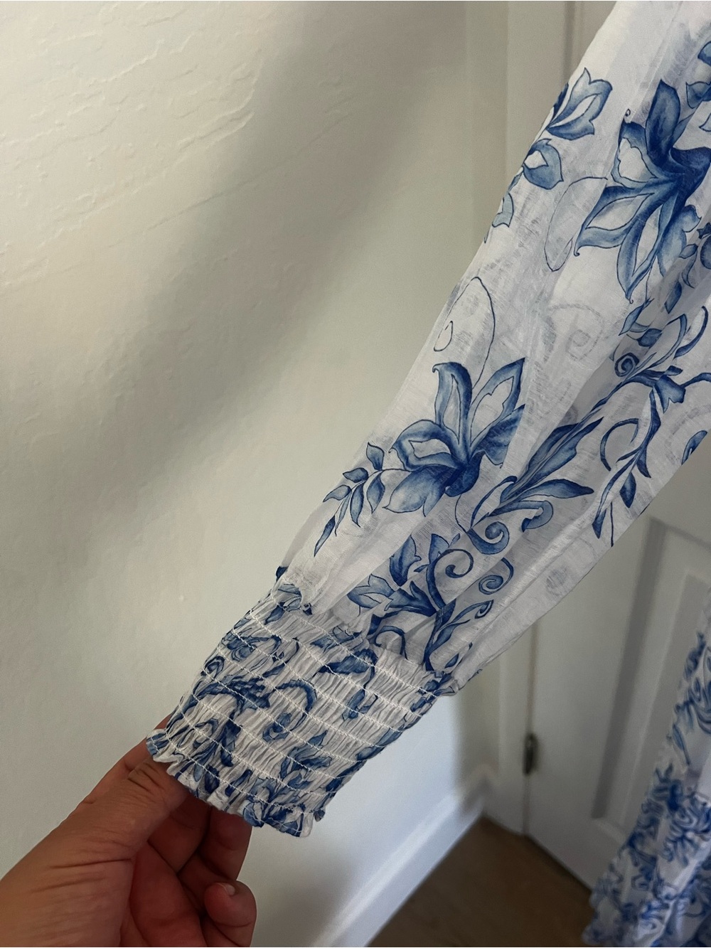 MSK White Maxi Dress with Blue Floral Print - Picture 4 of 8